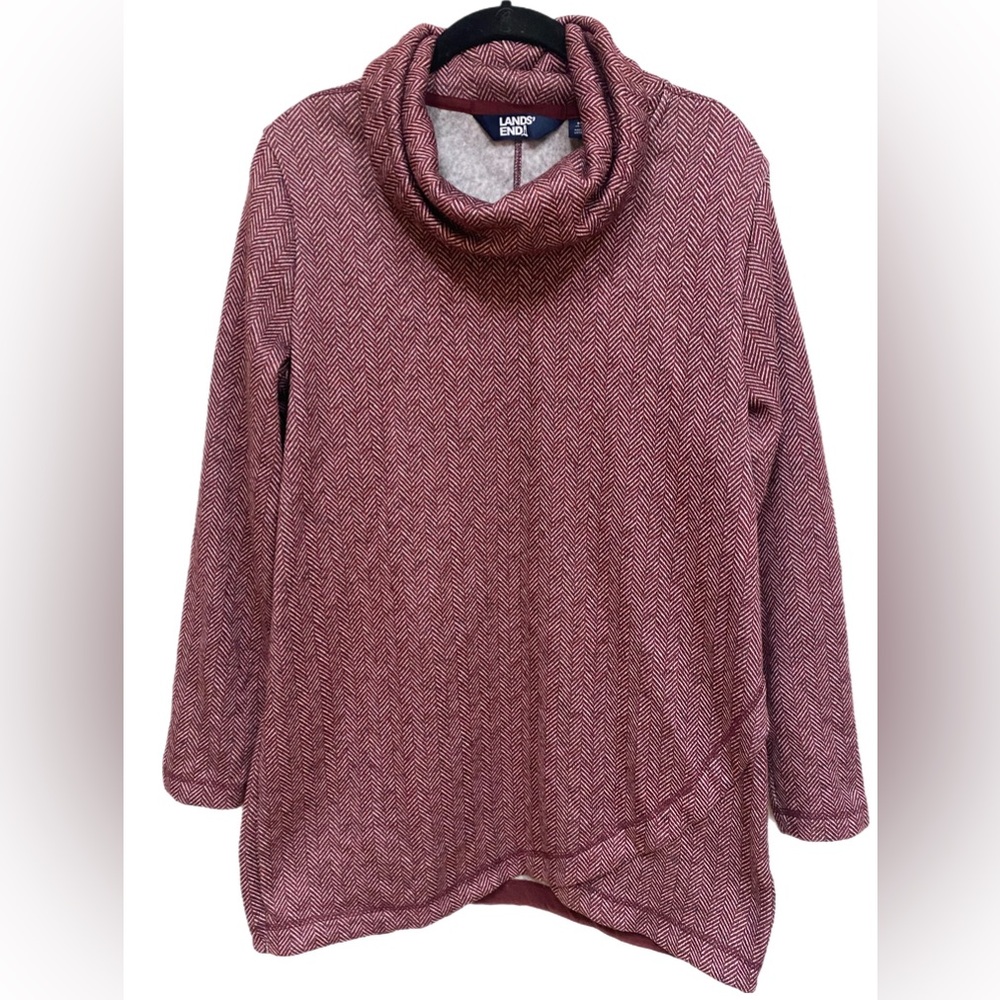 lands end womens cowl neck Long Sleeve sweatshirt Size Medium Red